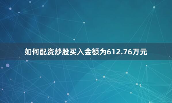 如何配资炒股买入金额为612.76万元